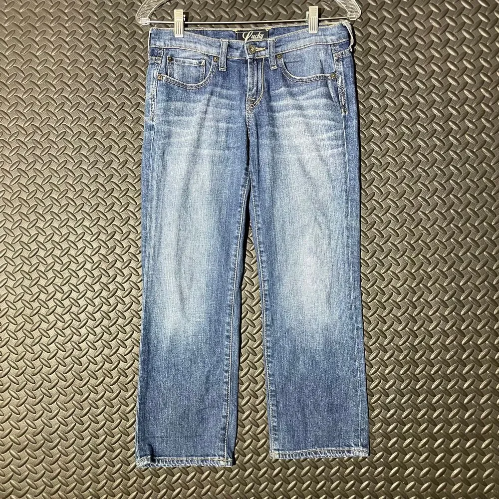 Lucky Brand Crop By Gene Montesano Blue Faded Western Style‎ Denim Jeans 0/25